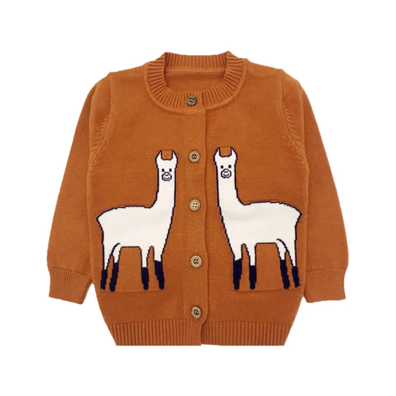 Casual Cotton Baby Sweater Cardigan Cartoon Alpaca Sweater For Girls Long Sleeve O-Neck Boys Sweater Knit Cardigan Kids Clothes (3)
