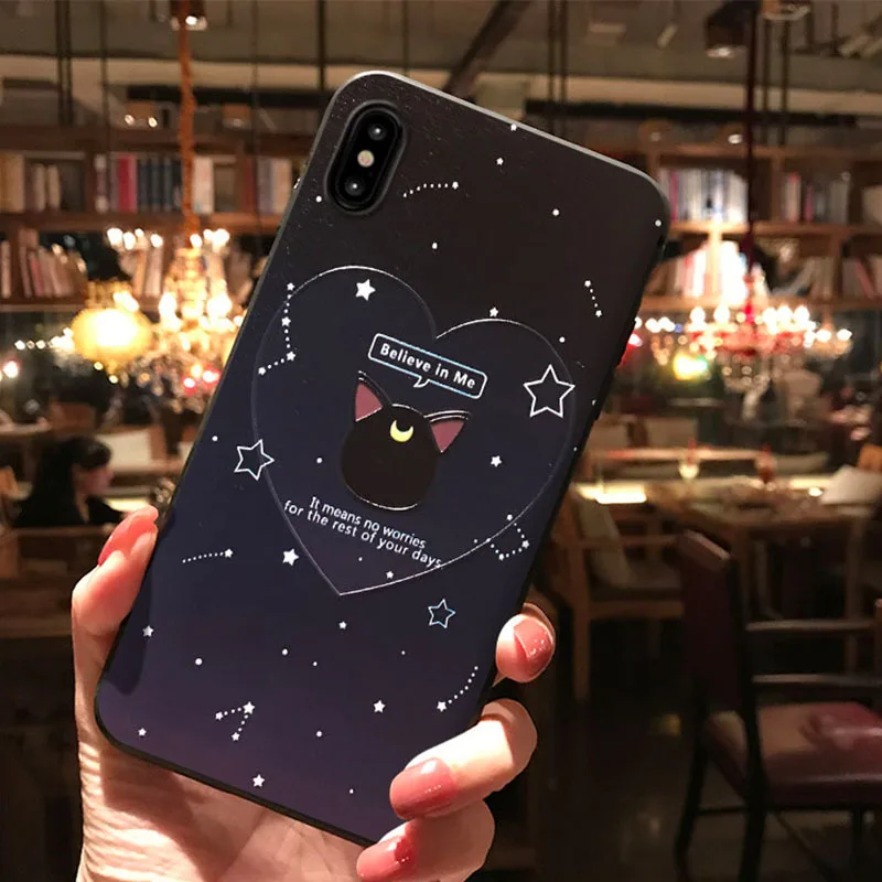 Корейский стиль Luna Cat Сейлор Мун чехол для телефона для iPhone 11 XS MAX XR Coque Мягкая силиконовая задняя крышка для iPhone X 8 7 Plus Capa