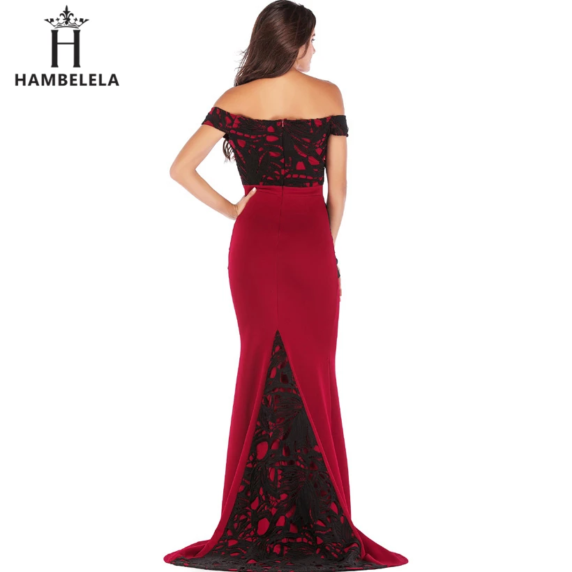 HAMBELELA vestido de festa, облегающее длинное платье с кружевным топом и лифом в форме русалки, вечернее платье, очаровательное свадебное платье