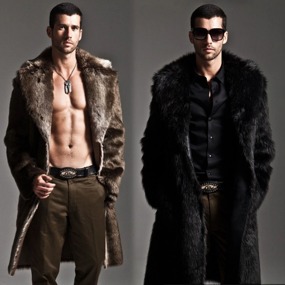 Abrigo de piel sintética para hombre, Parka Punk de un lado, chaquetas  largas, abrigos de piel auténtica, ropa de marca de invierno| | - AliExpress