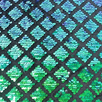 

Rhombic Sequins Heavy Embroidered Fabric Velvet Backing for Dressmaking Wedding Party Costume Decor 50" Wide By Yard