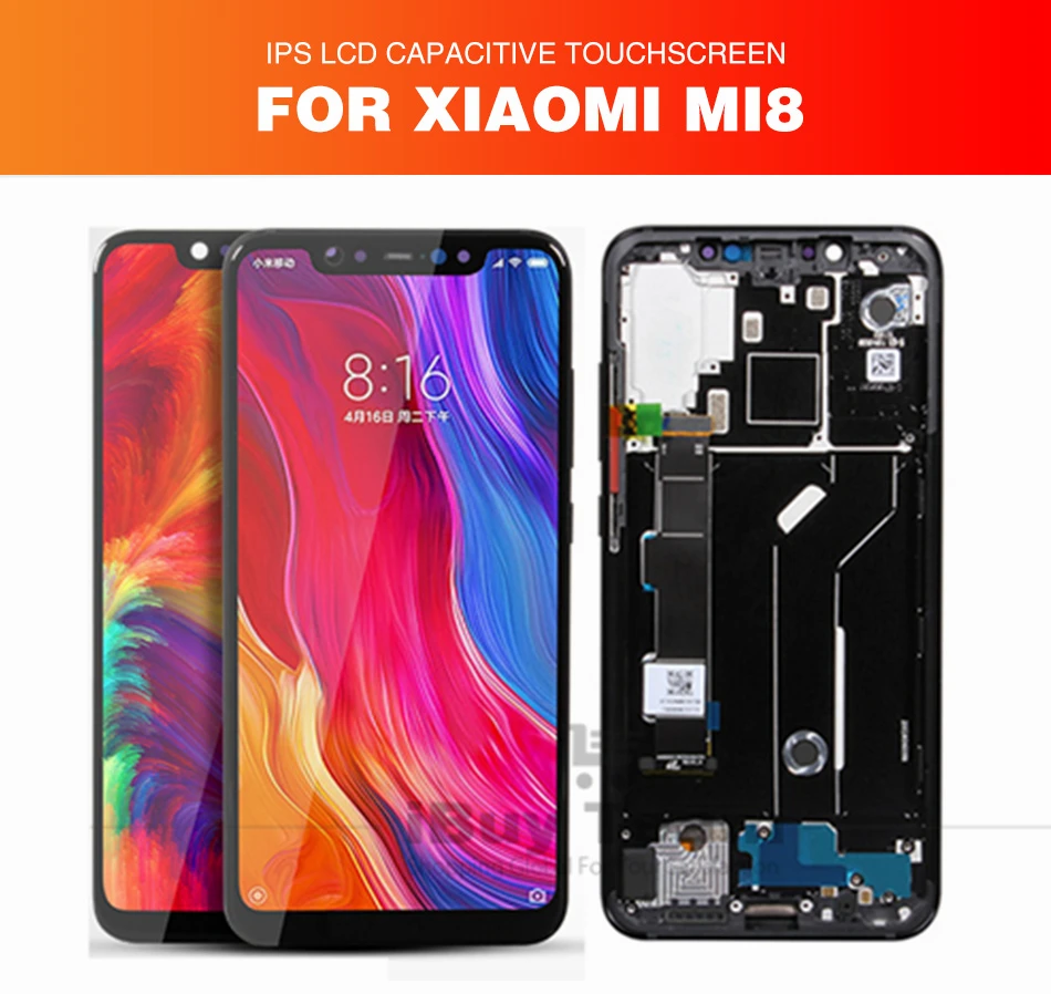 

Original For Xiaomi Mi 8 LCD Display + Frame10 Point Touch Screen For Xiaomi Mi8 LCD Digitizer Assembly Replacement Spare Parts