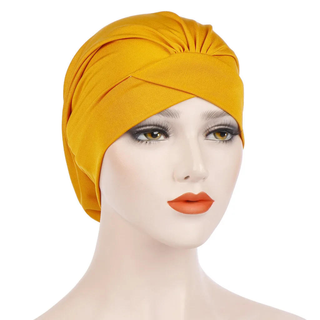 Мусульманский тюрбан Для женщин Сплошной головной убор в Индийском Стиле Мусульманских рюшами Рак шапка Хемо мусульманский головной