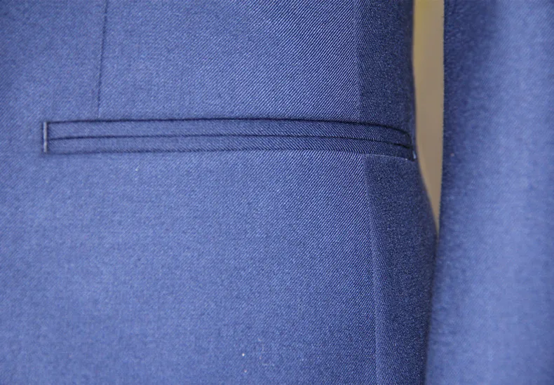 Синий костюм из 3 предметов, мужские деловые костюмы из смеси шерсти на заказ с подкладкой Bemberg, повседневный синий костюм на заказ