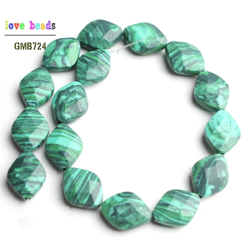 malachite 10x13 мм натуральный граненый камень ромб бусины для самостоятельного изготовления ювелирных изделий браслет 16 шт Бусины - Цвет: malachite