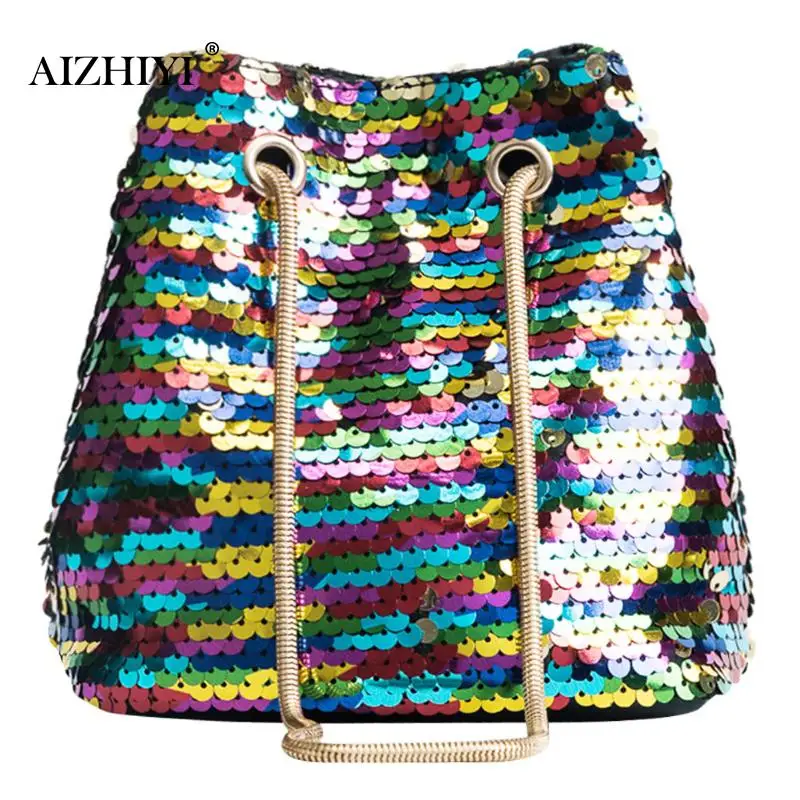 Высококачественная женская дизайнерская сумка на плечо с блестками ручной работы, Женская мини-сумка-мешок с блестками - Цвет: Многоцветный