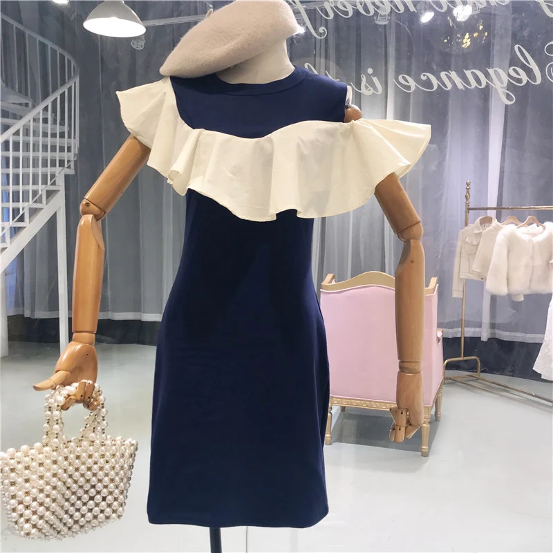 Женское платье ALPHALMODA летнее трикотажное с коротким рукавом и оборками|Платья| |