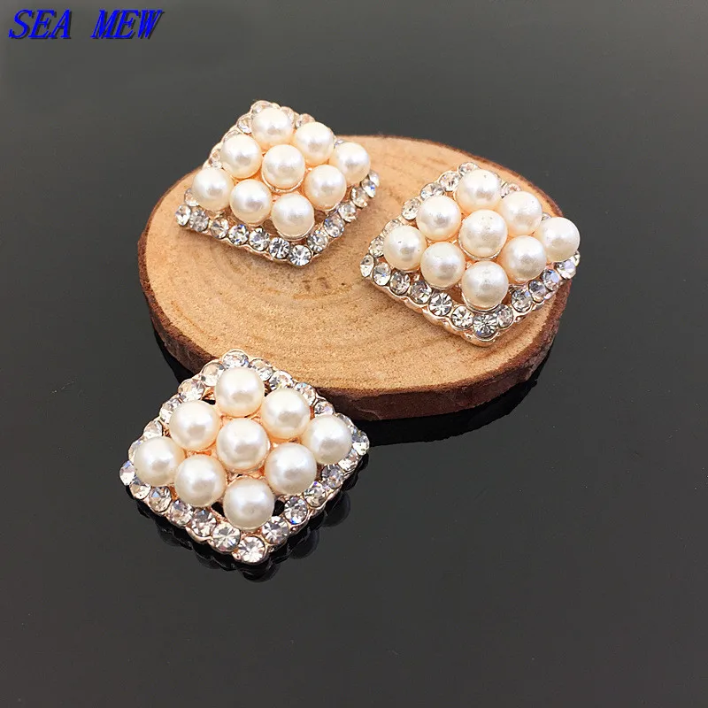 

10pcs 23*27mm Fashion Metal Alloy Crystal Imitation Pearl Flowers Connectors Charm Jewelry Accessories For Jewelry Making