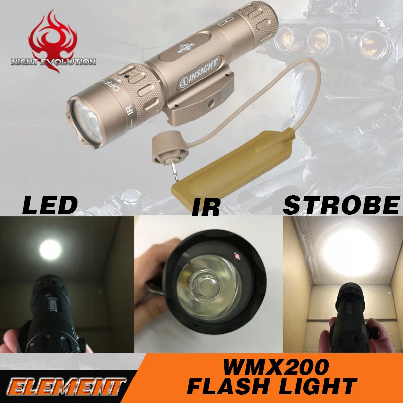 

Night Evolution WMX200 Tactical Light Fixed Rail Mount Version With IR Light Airsoft Weapon Light 220 Lumens Gun Light NE04014
