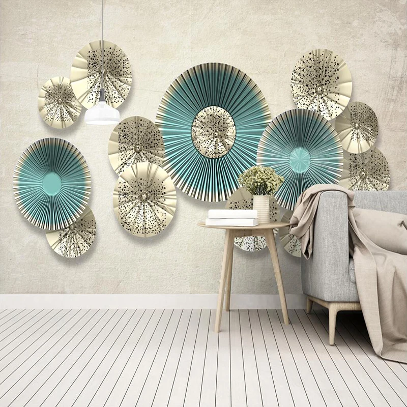 

Decorative wallpaper 3D Nordic simple style circular wall decoration TV background wall