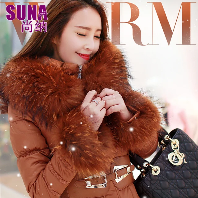 Cheap 2016 new hot winter Thicken Warm woman Down jacket Coat Parkas Outerwear Hooded Raccoon Fur collar long plus size 3XXXL Luxury 