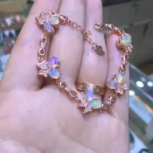 Натуральный голубой танзанит браслет натуральный опал Элегантный Бабочка Летающий браслет 925 серебряный браслет девушка подарок ювелирные изделия