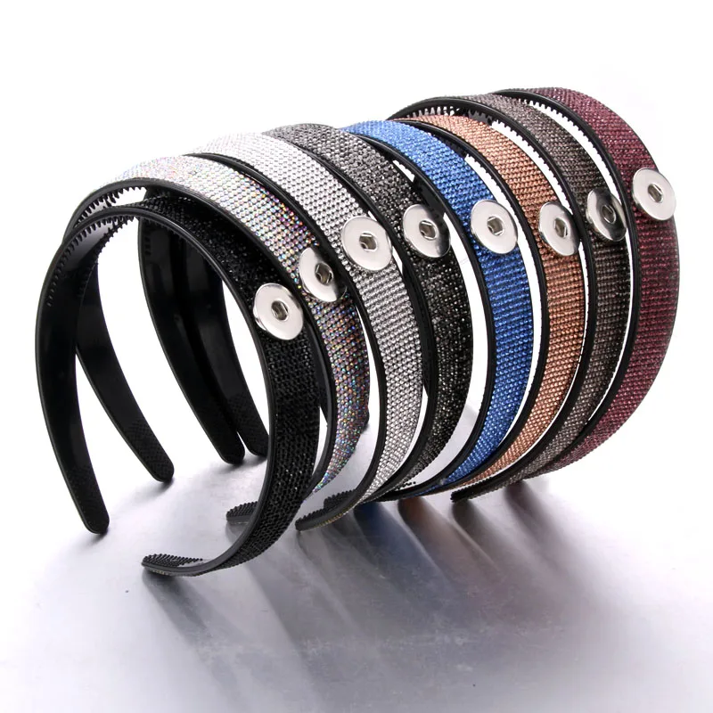 

Boom Life Snap Jewelry 8 Colors Rhinestone Hair Jewelry Snap Button Jewelry Black Cloth Hair Hoop fit 18mm 20mm Snaps
