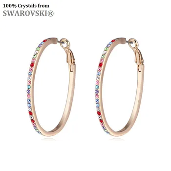 

Night Party gift 4 Colors Champange Gold Austrian Rhinestone Crystal Round Huggie Hoop Earrings for Woman New