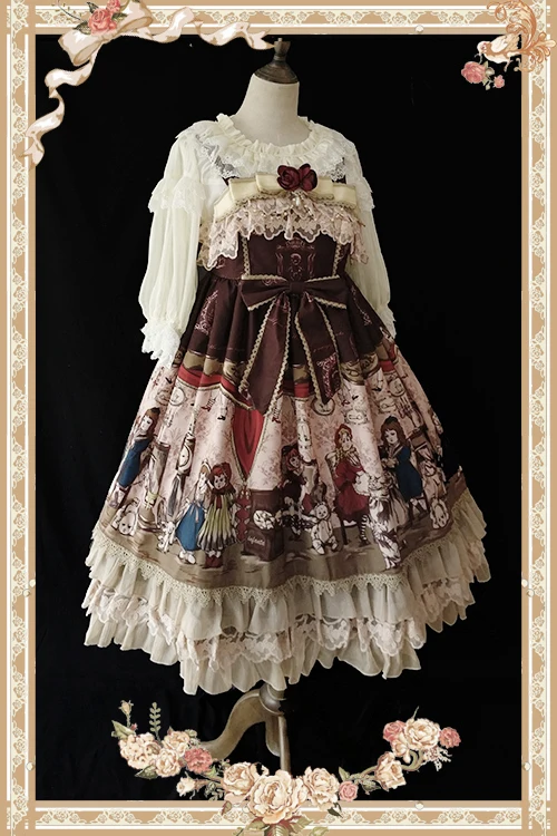 Детская кукла дом~ Печатный Сладкий рукавов JSK платье Инфанта~ предзаказ