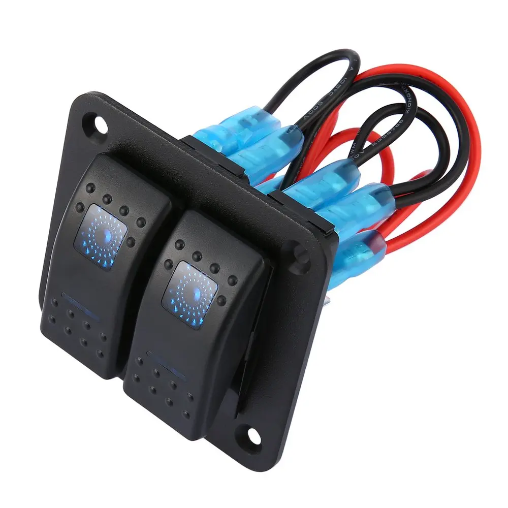 Marine Boat 5 Gang Electrical LED Rocker Switch Panel USB Circuit Breaker 12V DC