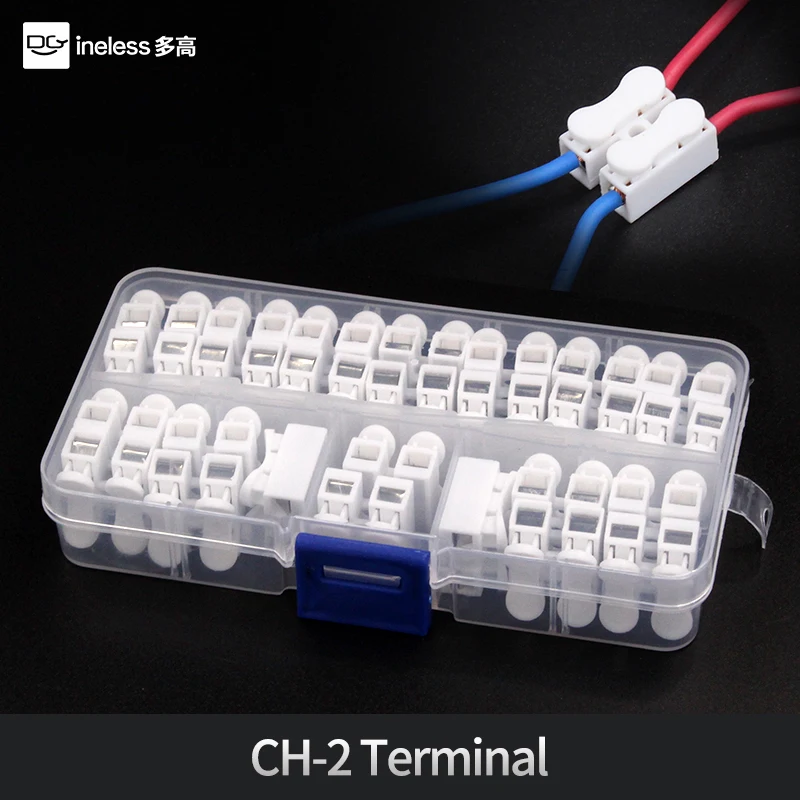 26pcs/set 2pin Spring Press Quick Wire Connector Terminal CH 2 Cable ...