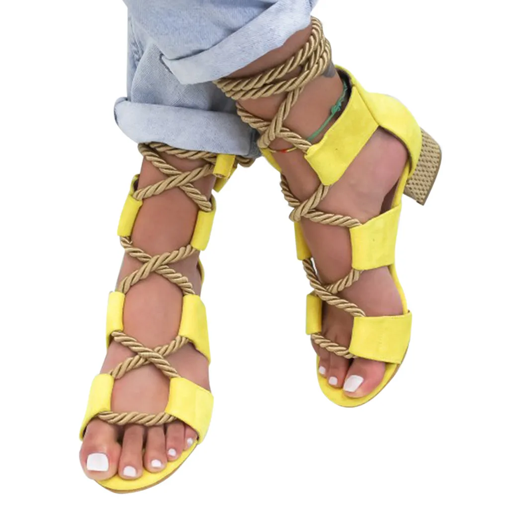 

Vogue Summer Espadrilles Women Sandals Heel Pointed Fish Mouth Sandals Woman Hemp Female Bandage Platform Shoes bayan ayakkabi