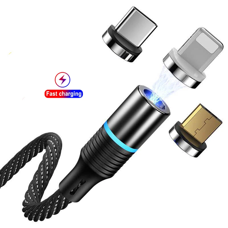 

1M LED Magnetic Cable Micro USB Cable Nylon Braided Type-C Magnet Charger Cable For iPhone Universal Travel USB Charger For LG