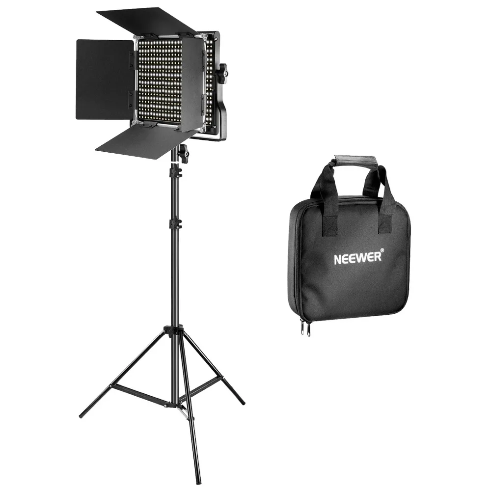 

Neewer 660 LED Video Light Stainless Steel Light Stand Kit Dimmable Bi-color LED Panel with U Bracket and Barndoor