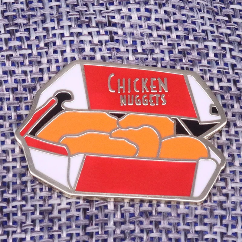 

Chicken nuggets enamel pin fast food brooch funny foodie gift kids favorite pop jackets backpack accessory