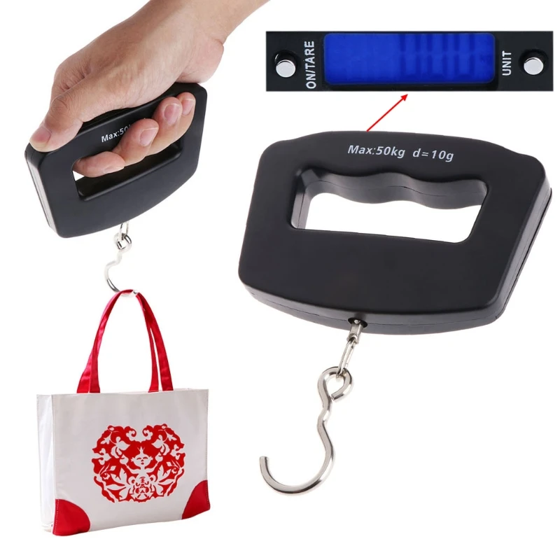 Portable Mini Digital Hand Held 50Kg*10g Fish Hook Hanging Scale
