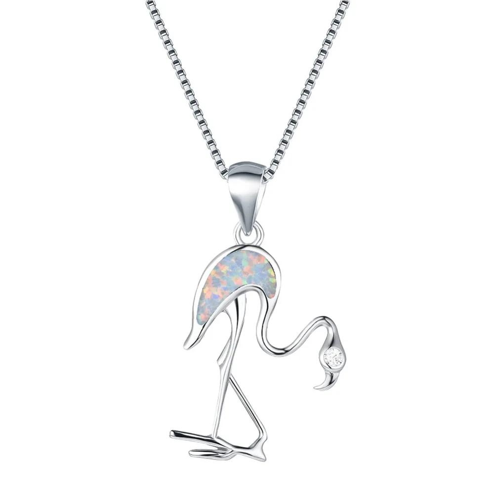 

25MM Long Design White Blue Red Fire Opal 925 Sterling Silver Ostrich Choker Animal Necklaces For Women 2019