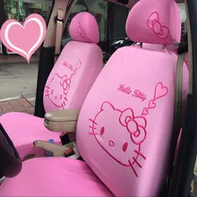 Милые розовые чехлы для сидений автомобиля с котом, универсальные чехлы для сидений для женщин и девочек