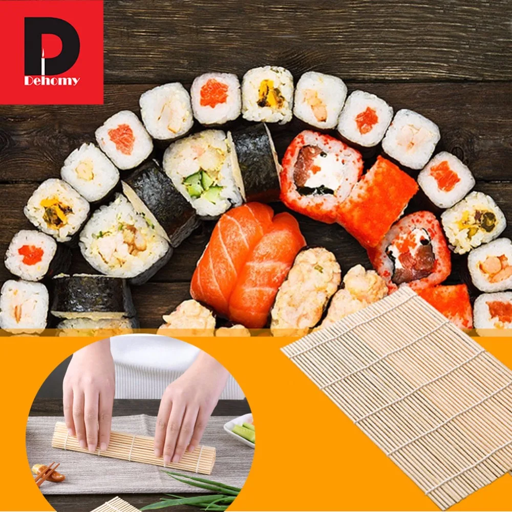 Dehomy Sushi Tool Bamboo Curtain Dedicated Natural Bamboo Kitchen Tools Environmental Unstick Antibacterial DIY Cooking Tools