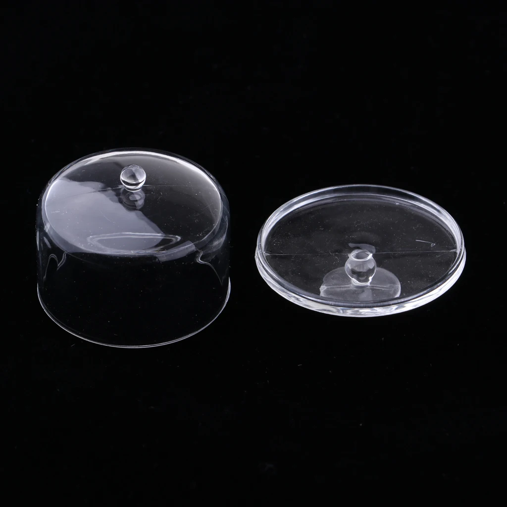 1/12 Miniature Dollhouse Acrylic Cake Plate Stand Fruit Snack Tray with Cover Kitchen Supplies #1