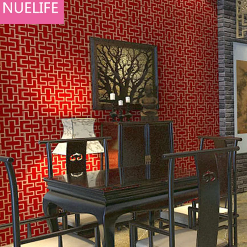 

0.53x10m red zigzag pattern wallpaper hotel wedding room living room bedroom restaurant coffee shop TV background wallpaper