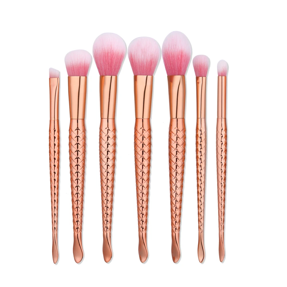 

7 pcs Mermaid Makeup Brush Fish Scale Fishtail Powder Foundation Bottom Blush Cosmetic Tool Makeup Brushes pinceis de maquiagem