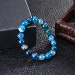 8 мм 10 мм трендовый натуральный камень Любовь синие бусины браслет Винтаж Шарм круглая цепочка бисер браслеты ювелирные изделия для женщин