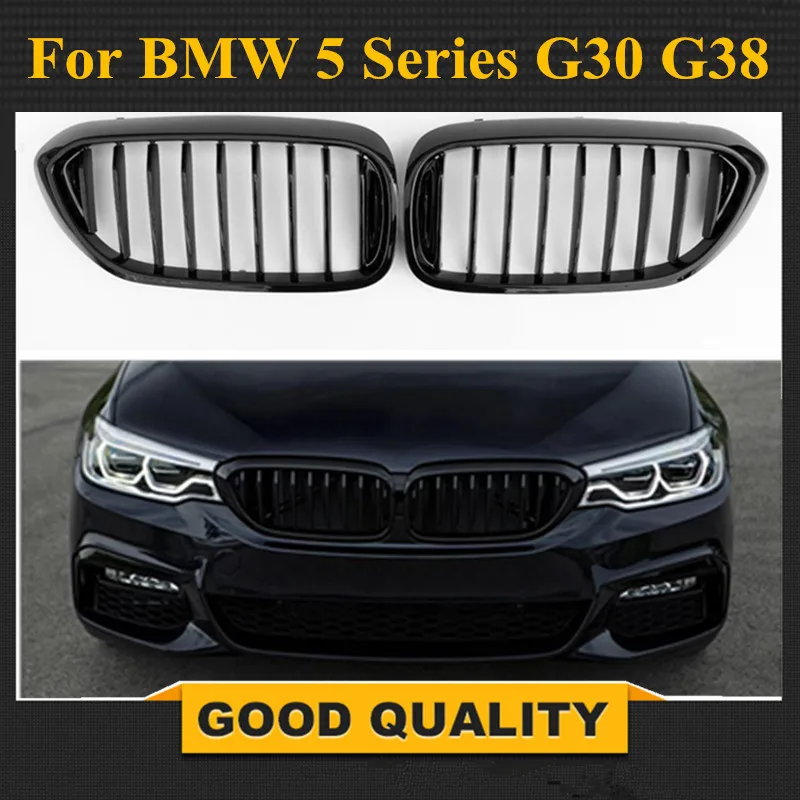 

1 Pair: Left+Right Car styling G30 G31 Black Golssy Grilles 5-Series Front Grilles For BMW G30 G31 2017+