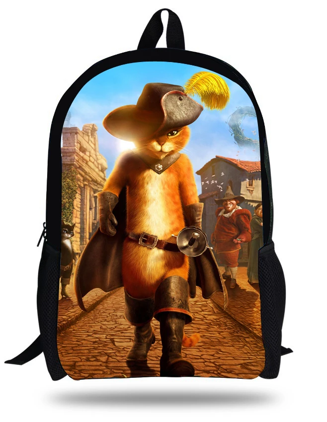 

16-inch Puss In Boots Cat Bag Children School Bags For Boys Kids Backpacks For Teenage Girls Daily Backpack Mochila Infantil