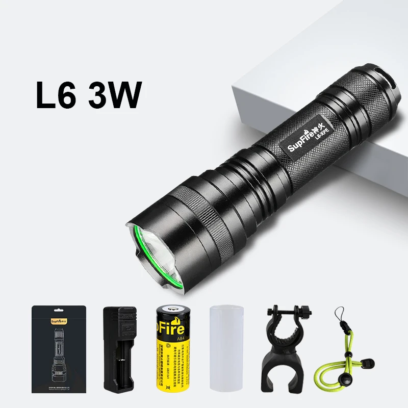 LED Flashlight Linterna Supfire L6 Torch Light Hunting Camping Portable Flash Light for Nitecore Fenix Surefir Hand Light  A045