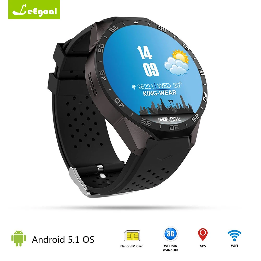Leegoal KW88 Смарт часы Android 5 1 gps 3G Wi Fi Smartwatch Mtk6580 Bluetooth SIM Камера монитор сердечного