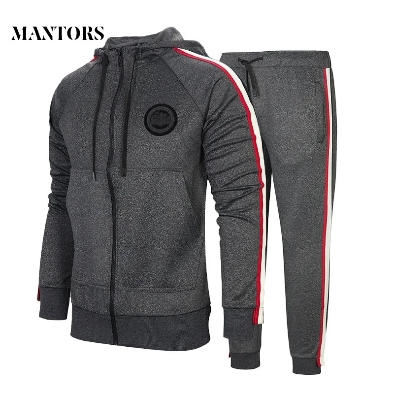 

Autumn Men Set 2019 Casual Sportswear Suit Hooded Sweatshirt Tracksuit Men's Solid Zipper Jackets 2PC Hoodies + Pants Sets Male