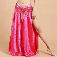 Женская юбка для танца живота кальин костюм для восточных танцев с высоким разрезом Индии Болливуд девушка розовый белый розовый зеленый фиолетовый