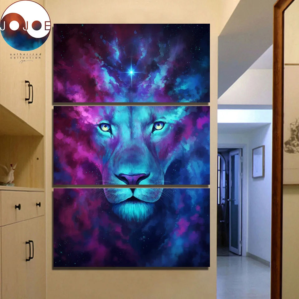 Firstborn by JoJoesArt HD print 3 piece canvas art Psychedelic Lion Home Decoration Wall Pictures For Bedroom CU-3093C | Дом и сад