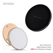 Amstar 10W Qi Fast Wireless Charger Quick Wireless Mobile Phone Charger + Wireless Charging Receiver for iphone & Android phone