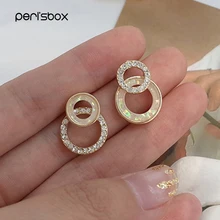 Серьги-гвоздики Peri'sbox из нежного кубического циркония с двумя кругами для женщин, маленькие серьги-гвоздики для ушей, изящные серьги с фианитами и кристаллами, подарок на день рождения