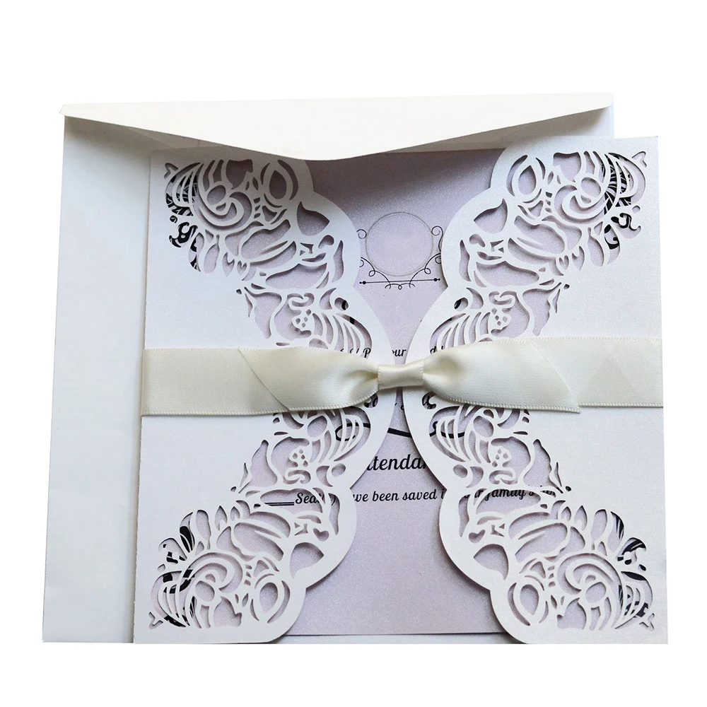  10pcs European Lace Invitations Card Cover White Laser Hollow Greeting Invitations CardWedding Part - 33032661921