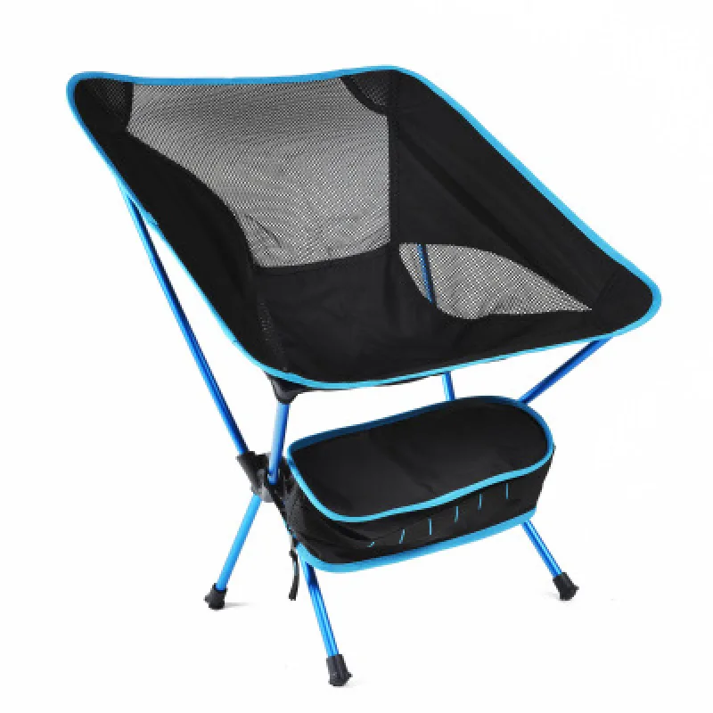 

4 Optional Colors Portable Fishing Moon Chair Camping Outdoor Folding Seat Extended Leisure Garden Ultra Light Chair with Pocket