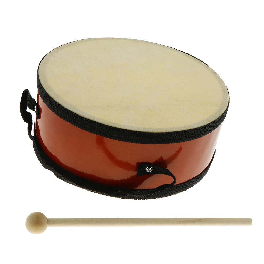 Tooyful Exquisite Wood Indian Hand Drum Double Side with Mallet Beater for Children Musical Toy Gift