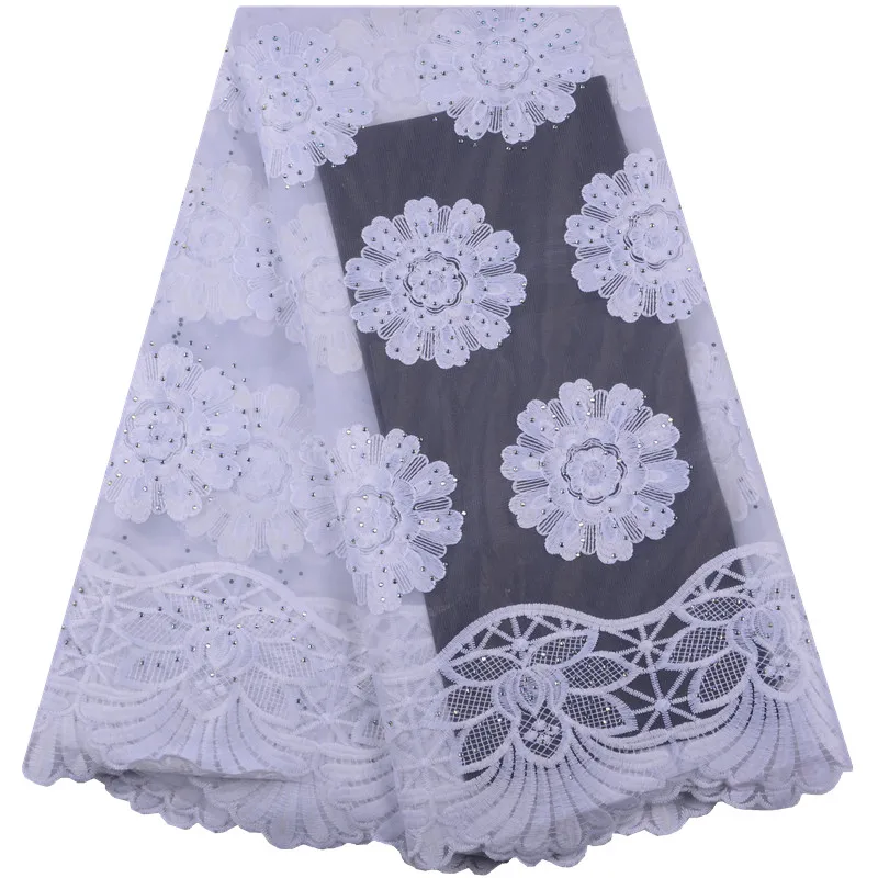 Pure White French Net Lace Fabric High Quality 2019 New Arrivals African Milk Silk With Stones For Wedding S1426 | Дом и сад
