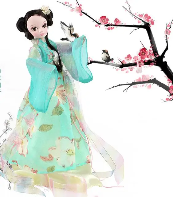 

Doll With Accessories Handmade Printes Dress for Chinese Traditional Toys Children Four Season Fairy Retro Costume Dolls