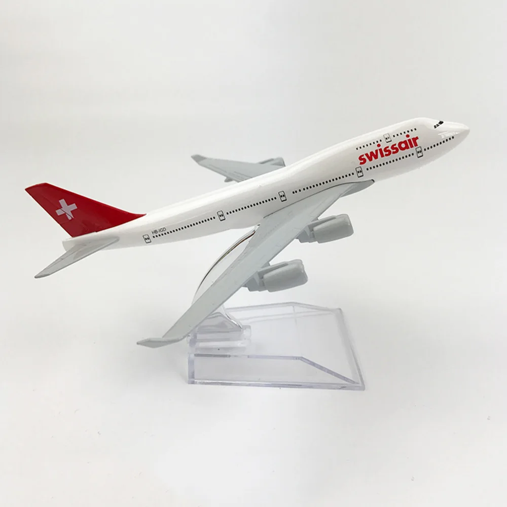 Самолёт из сплава в масштабе 1/400 Боинг 747 ШВЕЙЦАРСКИЙ самолет 16 см модель самолета