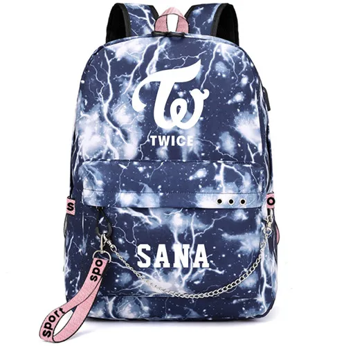 Twice Ji Hyo Tzuyu Mina корейский рюкзак школьные сумки Galaxy Thunder Mochila сумки рюкзак с цепочкой для ноутбука USB порт - Цвет: Style 5