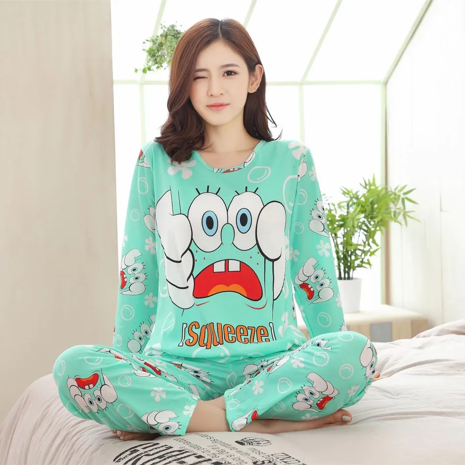 New Listing 2017 Autumn /Spring Carton Pyjamas Women Girl